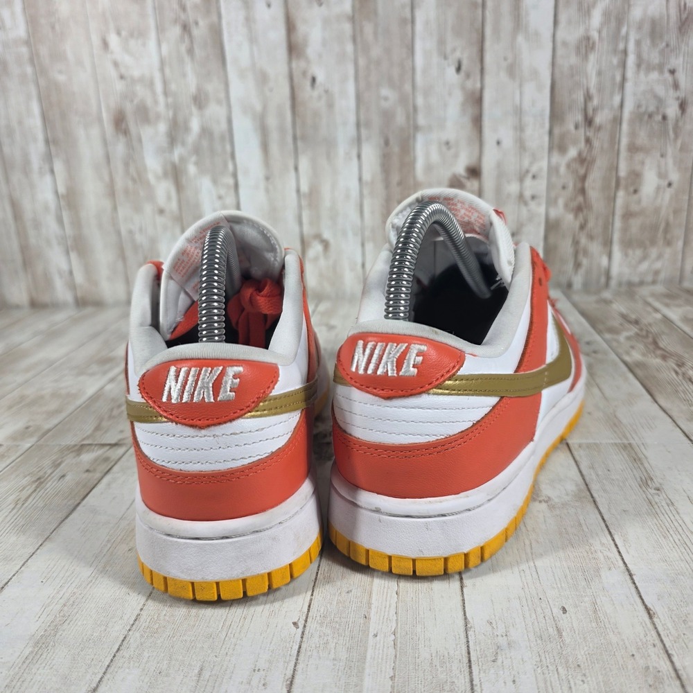 Nike Dunk Low White‎ Orange Gold GS Youth Size 7.5 DQ4690 800 - Picture 2 of 7